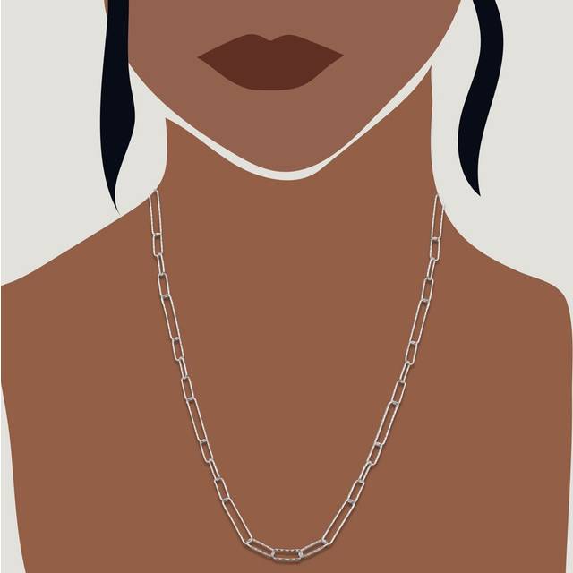 John Greed CANDY Cane Silver Textured Small & Large Paper Clip Necklace For Women - silver