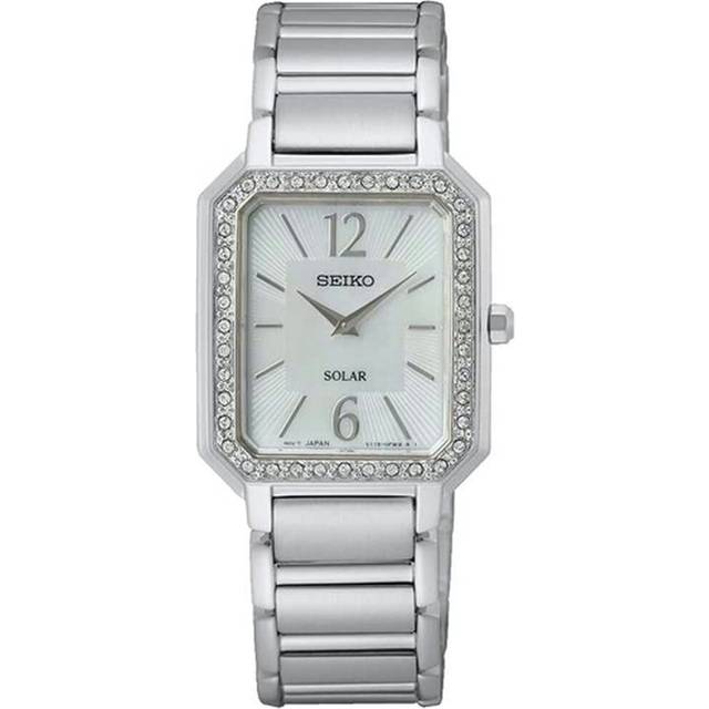 Seiko SUP465P1 Women's Solar Watch, Mother of Pearl Dial, Stainless Steel Bracelet