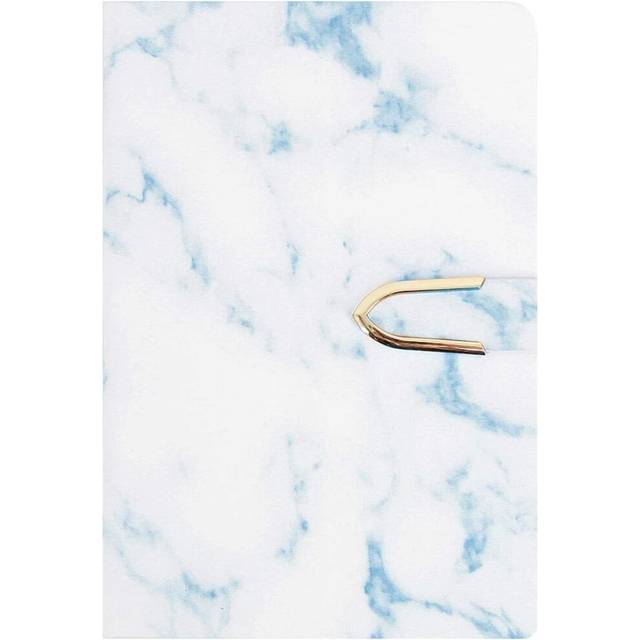 White Marble Hardcover Notebook Colleged Ruled Notebook Magnetic Snap Journal Light Blue