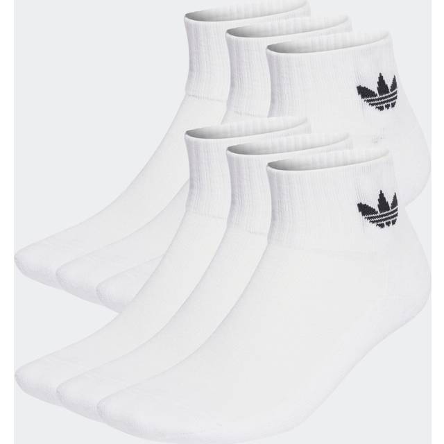 adidas Originals Womens Mid Ankle Socks 6 Pairs - White, White, Size 6.5-8, Women