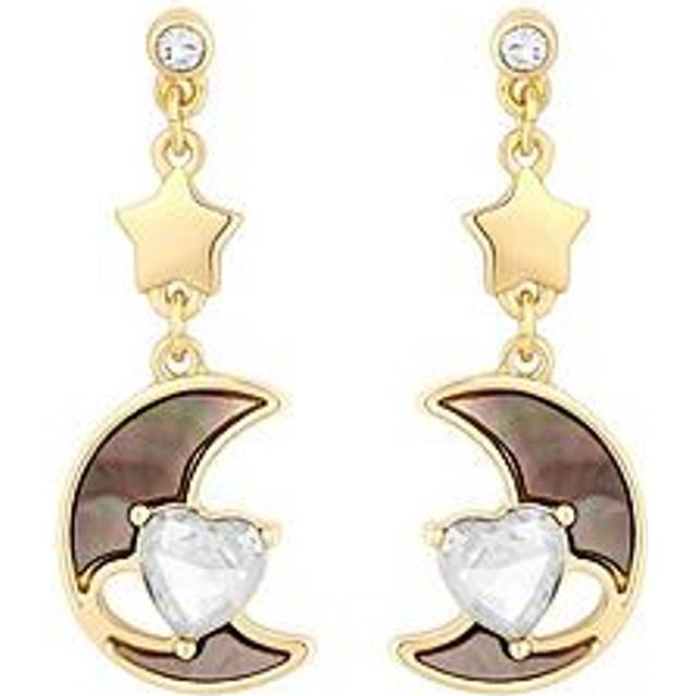 Mood By Jon Richard Gold Black Mother Of Pearl Celestial Drop Earrings
