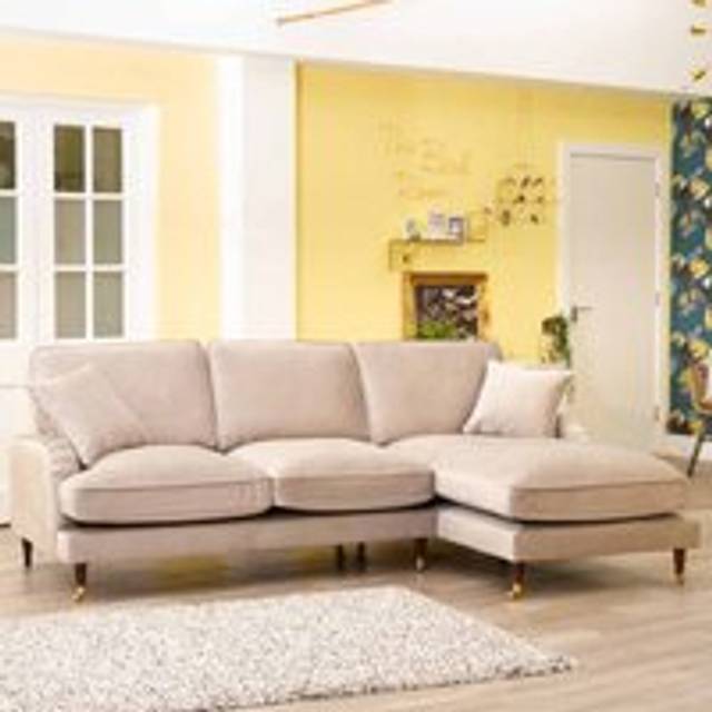 Artemis Home Duval Large Right Hand Facing Velvet Corner Sofa - Silver, Silver