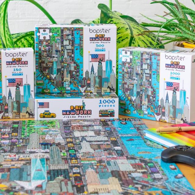 bopster 8-bit Pixel Jigsaw Puzzle NEW YORK - 180 Piece