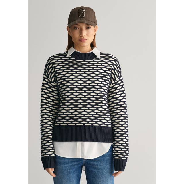 GANT Intarsia C-Neck Sweater Evening Blue S