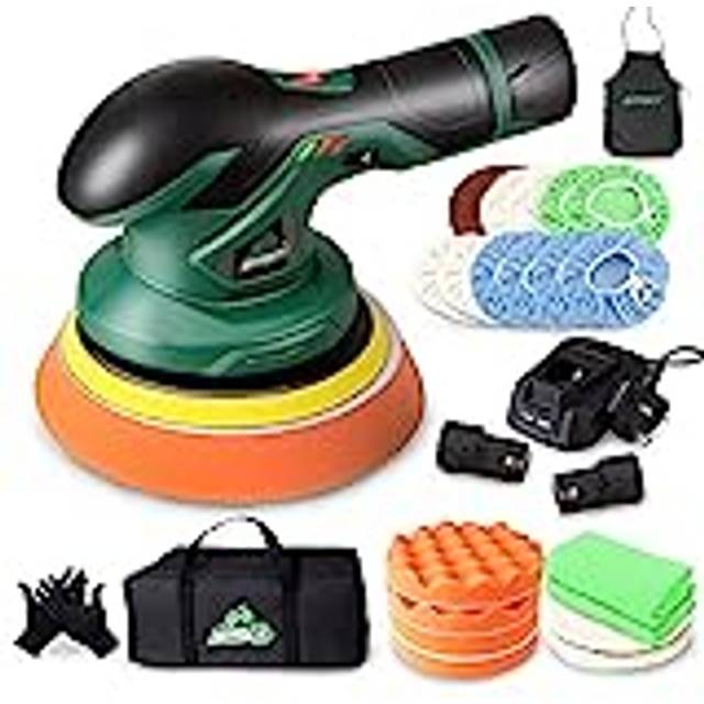 BATOCA - Cordless Car Buffer Polisher - with 12V Lithium Rechargeable Battery Brushless Polisher with Variable Speed, 2pcs 2.0Ah Portable Wireless Bu