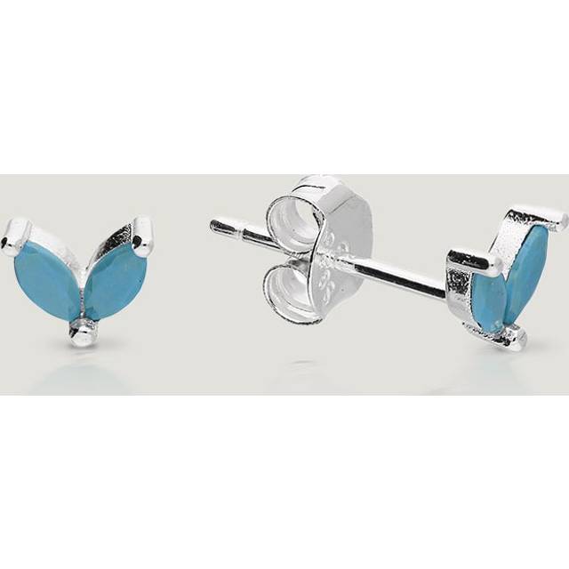 John Greed CANDY Sky Silver Turquoise Petal Stud Earrings For Women - blue/silver