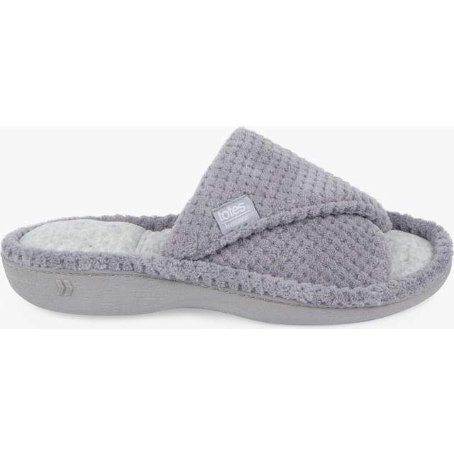 totes Isotoner Popcorn Open Toe Slippers - Grey