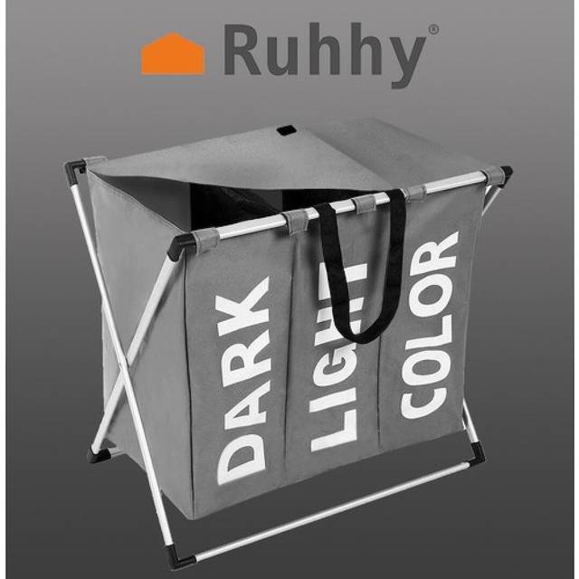 Laundry basket - 3 chambers on a folding frame