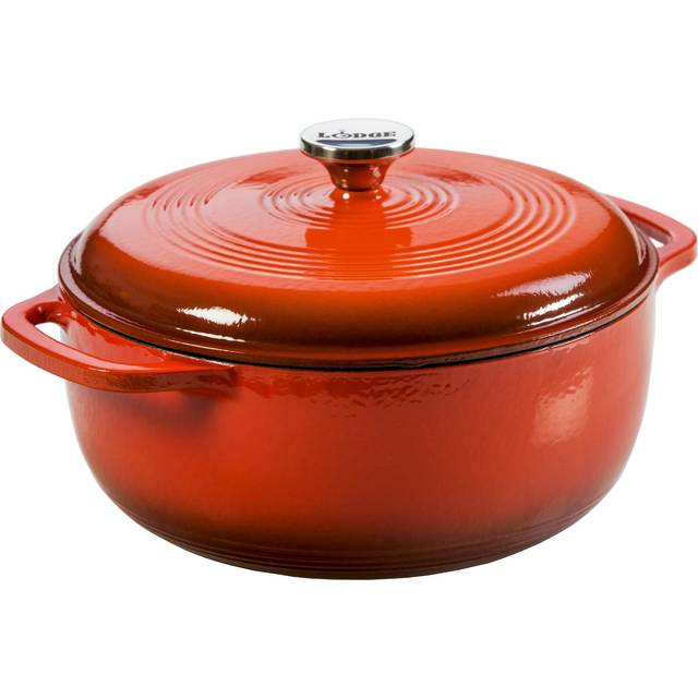 Lodge Enameled Cast Iron Dutch Oven  6 Qt  Poppy
