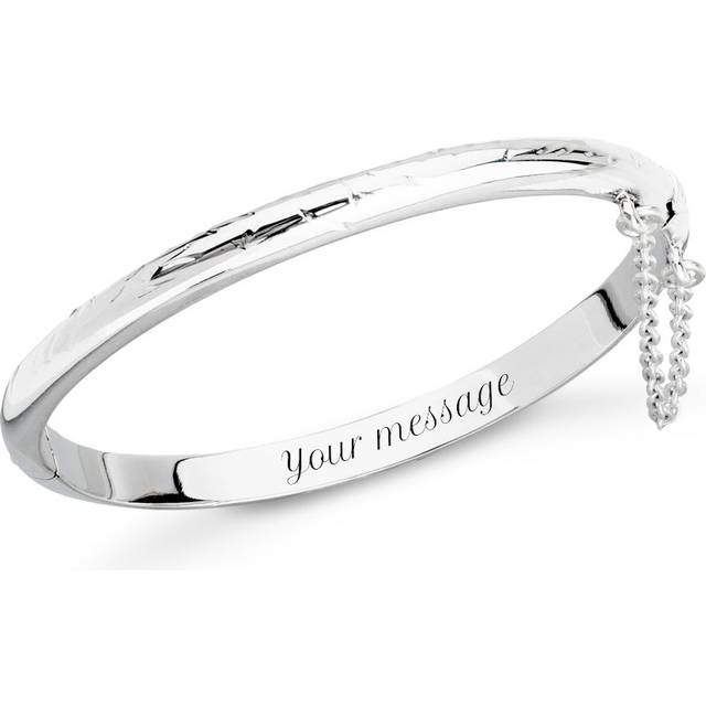John Greed Signature Children's Silver Textured Hinged Clip Bangle For Women - silver