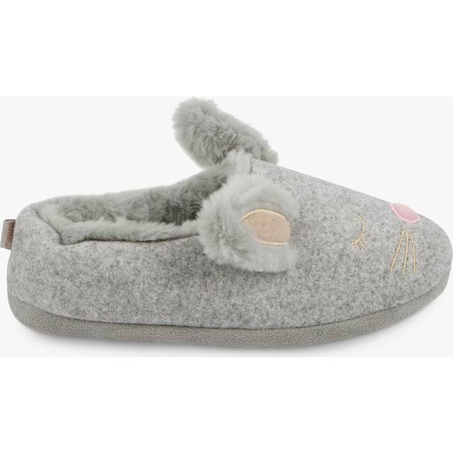 Totes Ladies Novelty Bunny Mule Slippers - Grey
