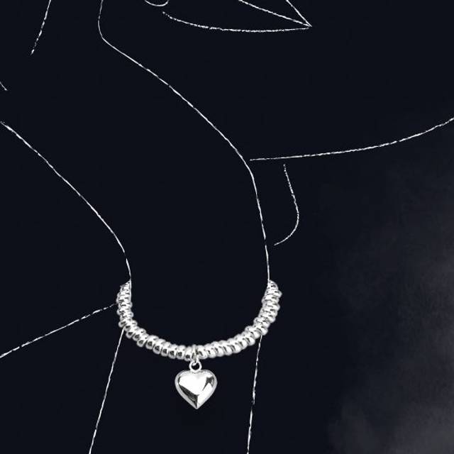 John Greed Portrait Muse Silver Rings with Heart Bracelet For Women - silver