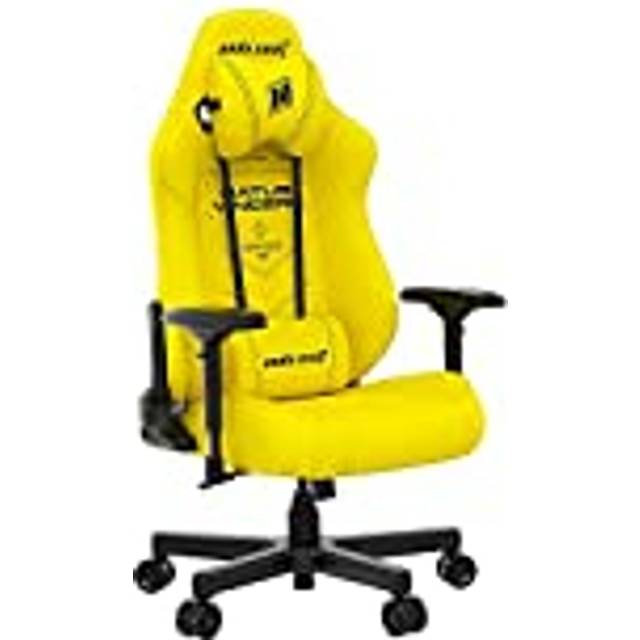 Anda Seat Navi Esports Pro spelstol gul – premium ergonomiska kontorsskrivbordsstolar läder med nack- och ländryggsstödskudde spelstol – spelstolar för vuxna och tonåringar