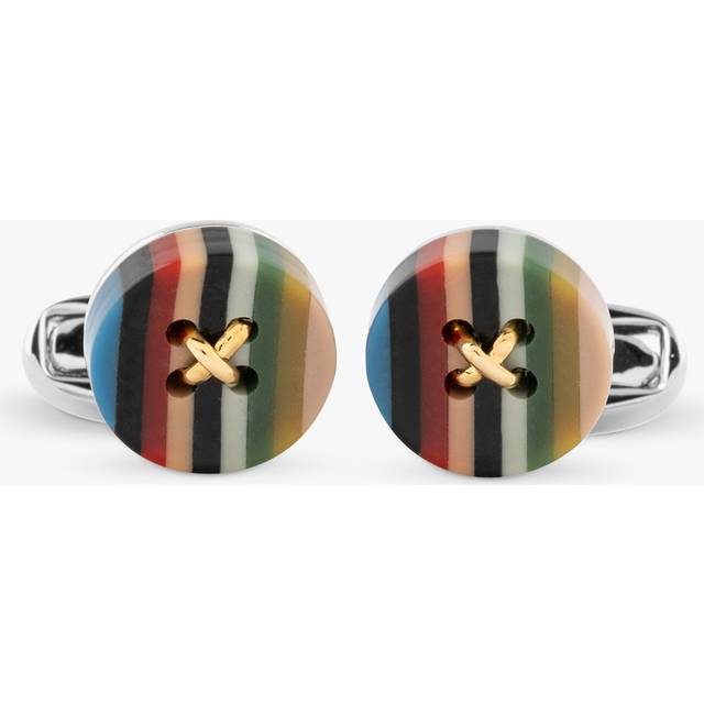 Paul Smith Mens Ed Button Zinc-plated&#160;copper and Resin Cufflinks 35x20x10mm - multi coloured