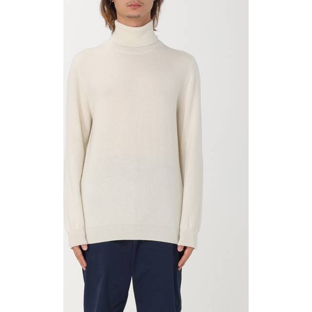 Paul Smith, Cashmere Knitwear, male, White, S, Cashmere Turtleneck Pullover Ribbed Knit Edges