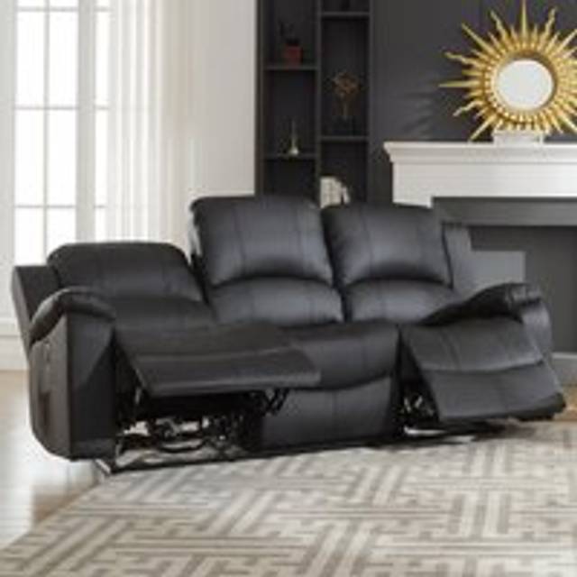 Artemis Home Glendale 3 Seat Electric Reclining Sofa - Black, Black