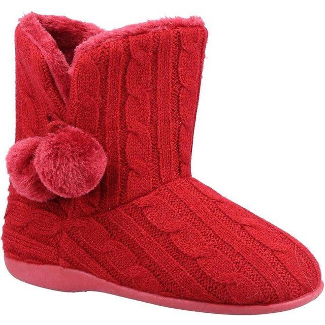 Apple Knitted Bootie Slipper - Burgundy - 4