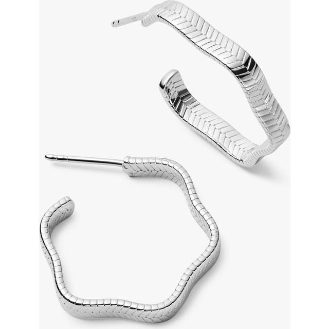 Midi Wavy Snake Hoop In Silver Earrings E3101_SLV