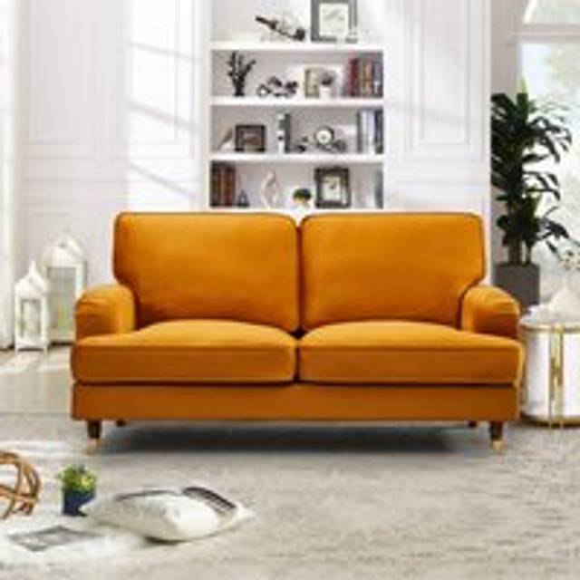 Artemis Home Woodbury 2 Seat Velvet Sofa - Orange, Orange