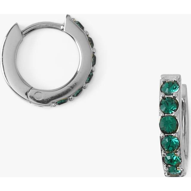 Orelia Swarovski Emerald Pave Huggie Hoop Earrings