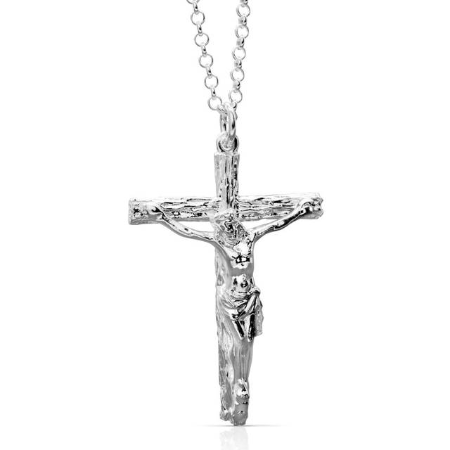 John Greed Signature Silver Heavy Crucifix Necklace - silver
