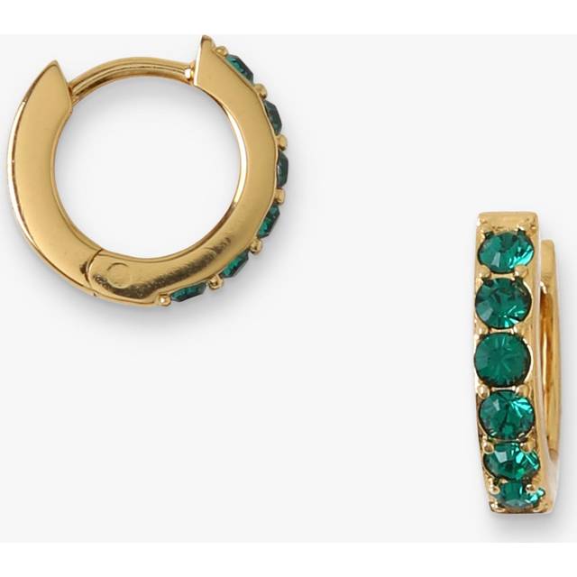 Orelia Swarovski Emerald Pave Huggie Hoop Earrings