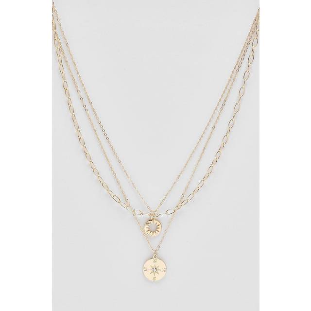 Womens Gold Layered Circle Pendant Necklace - One Size, Gold