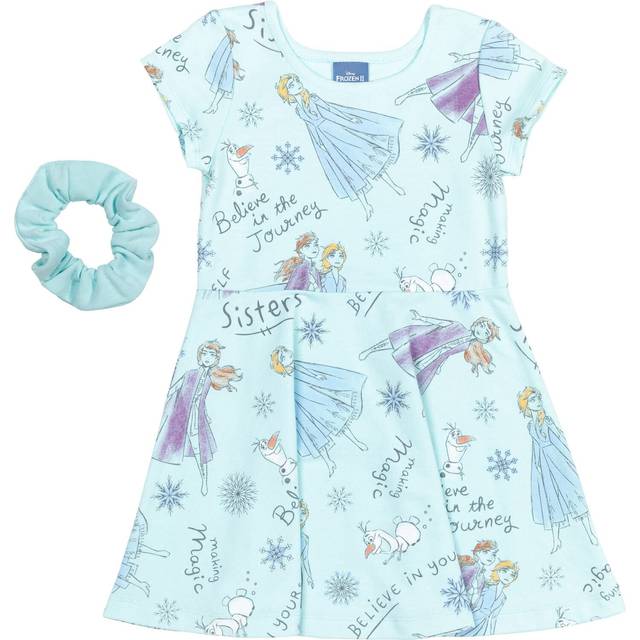 Disney Frozen Elsa Anna Olaf Toddler Girls Short Sleeve Dress Scrunchy
