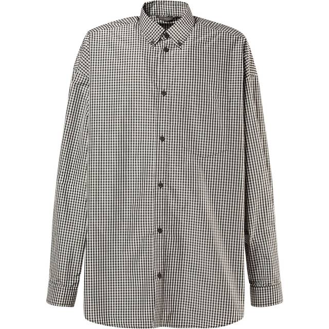Balenciaga - Oversized Button-Down Collar Logo-Print Checked Cotton-Flannel Shirt - Men - Blue - 4