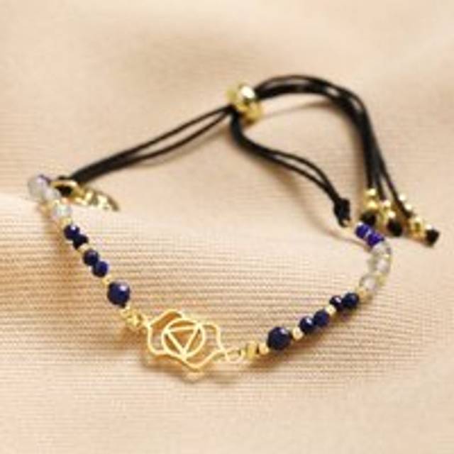 Third Eye Chakra Charm Bracelet in Gold - blue/black/gold - one size