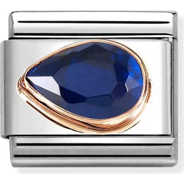 Nomination Classic Rose Gold and Left Drop CZ Blue Sparkly &amp; Stone