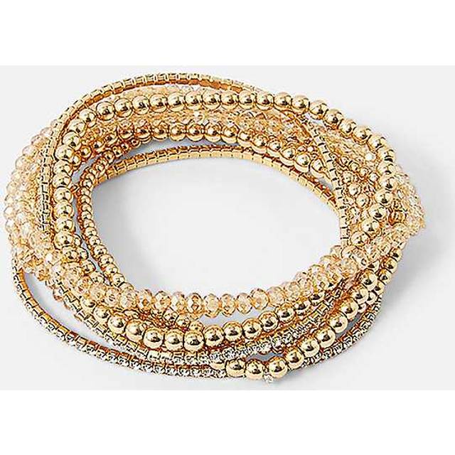 Accessorize Beaded Stretch Bracelets 9 Pack - Brass