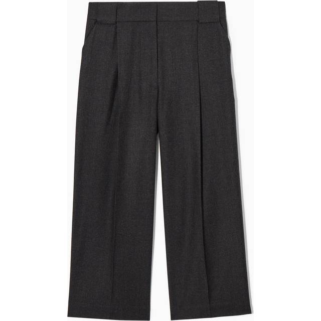 Regular Wool-Flannel Wide-Leg Culottes - Dark Grey - 34