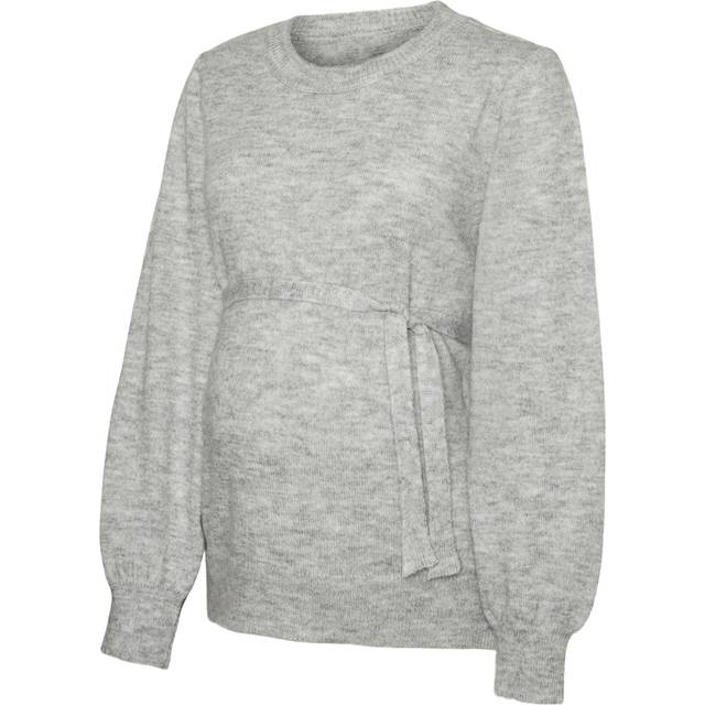 MAMALICIOUS Kvinnors MLNEWANNE L/S stickad topp A. NOOS tröja tröja, ljusgrå, XL, ljusgrå, XL