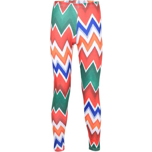 (11-12 Years, Orange) Girls Legging Chevron Print Summer Trendy Fashion