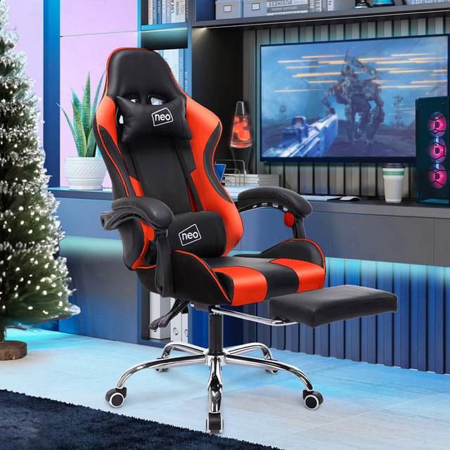 GTB Gaming Chair with Massage & Footrest - Red - One Size