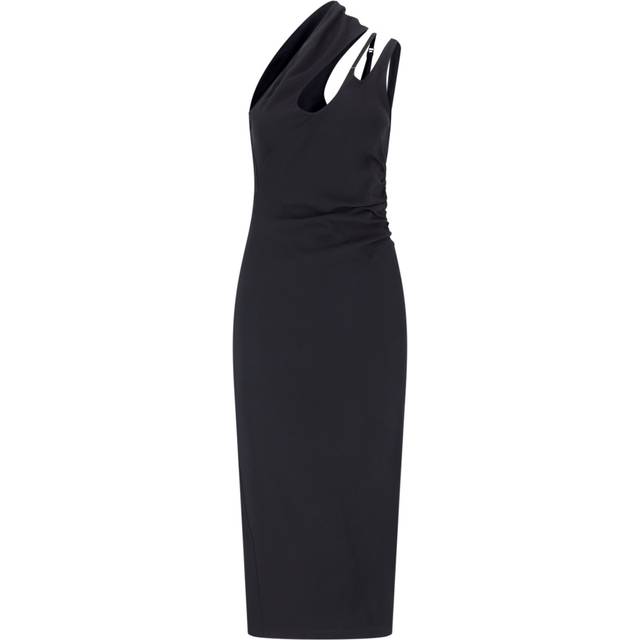 Viscose Crepe One Shoulder Midi Dress - Black (34 - 36 - 38 - 40)