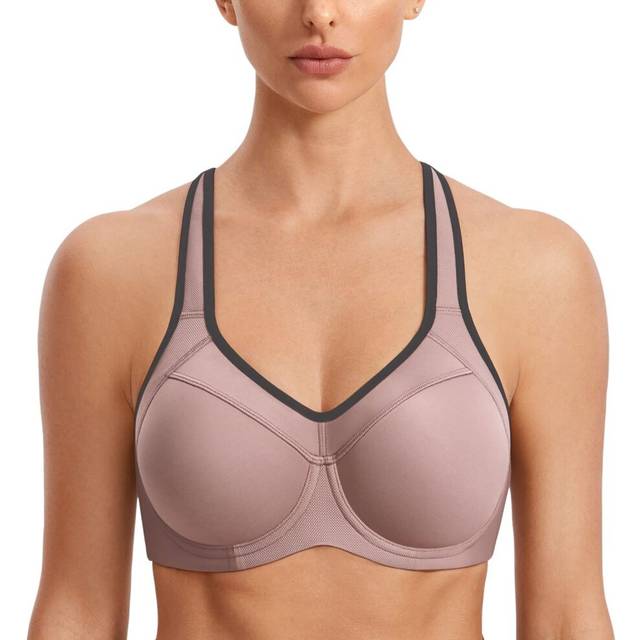 SYROKAN Womens Full Support High Impact Racerback Lightly Lined Underw