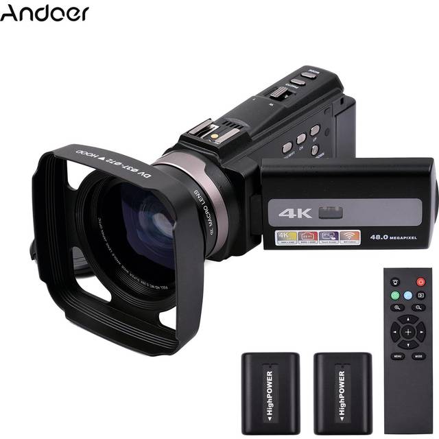 Andoer 4K 60FPS Ultra HD Digital Videokamera DV-videokamera 48MP 16X Zoom 3-tums roterbar LCD Touch svart