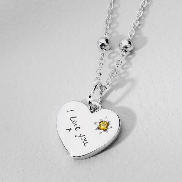 John Greed CANDY Love Silver & Citrine Heart Necklace For Women - silver