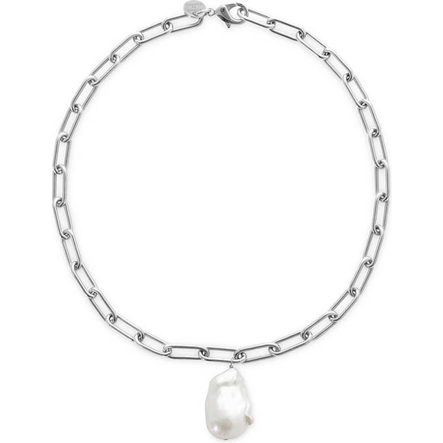 SOPHIE by SOPHIE - Baroque Link Pearl Necklace Silver