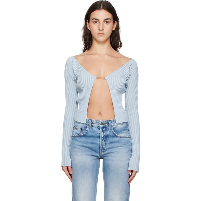 JACQUEMUS Blue Le Chouchou 'La Maille Pralu Longue' Cardigan - 321 Light Blue 2 - FR 46