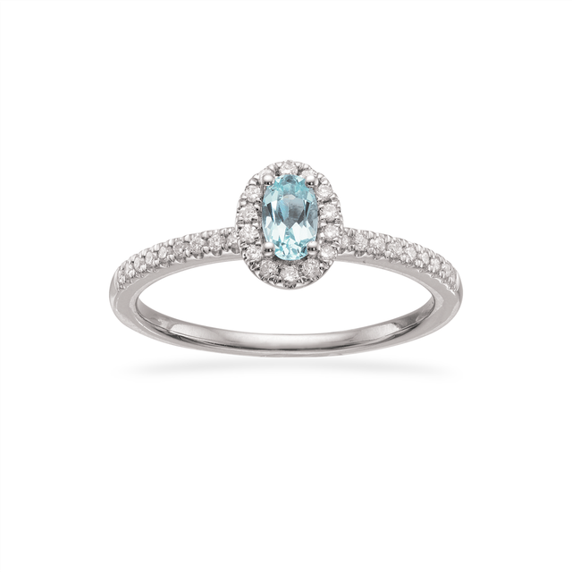 Scrouples Diana 14 Karat Vitguld Ring Med Diamanter 0,26 Carat W/si Og Akvamarin 713276