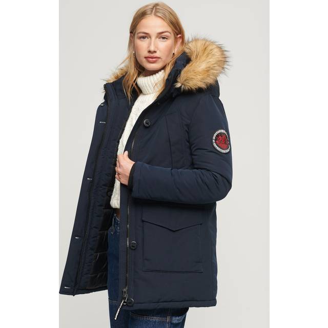 Women's hooded parka with synthetic fur Superdry Everest - Bleu