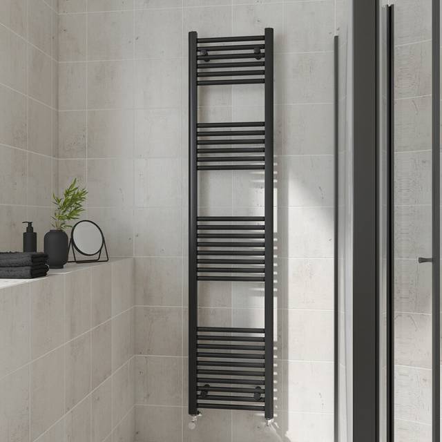 Warmehaus - Straight Black Bathroom Ladder Radiator 1800x400mm