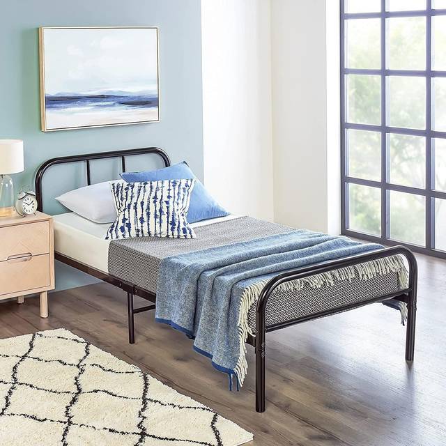 Metal bed frame single bed frame curved black bed for adults teenagers kids 3ft