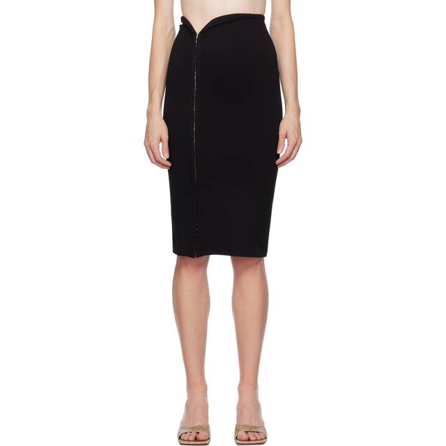 Jade Cropper Black Hook-Eye Midi Skirt - 009 Black - L-XL