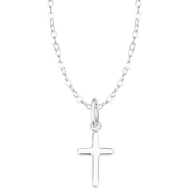 John Greed Signature Children's Silver Small Rounded Cross Necklace - silver