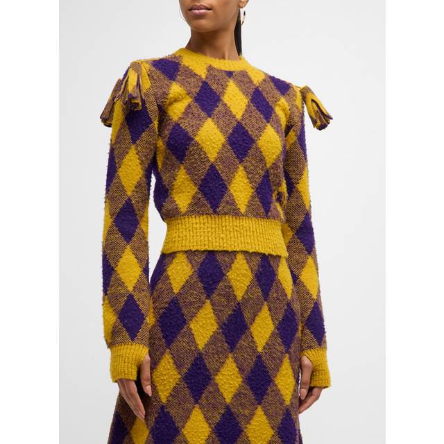 Burberry, Stickade tröjor & koftor, Dam, M, Argyle Ylletröja - yellow (M)