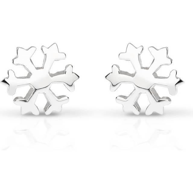 John Greed Signature Silver Snowflake Stud Earrings For Women - silver